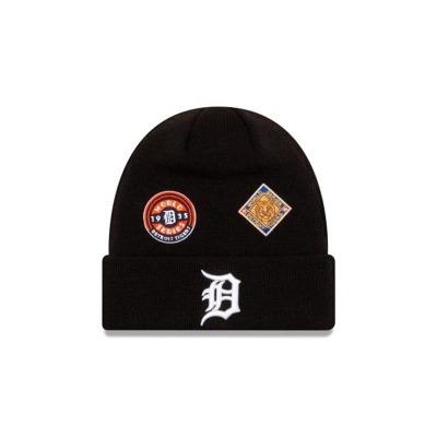 Blue Detroit Tigers Hat - New Era MLB World Series Patch Cuff Knit Beanie USA6205938